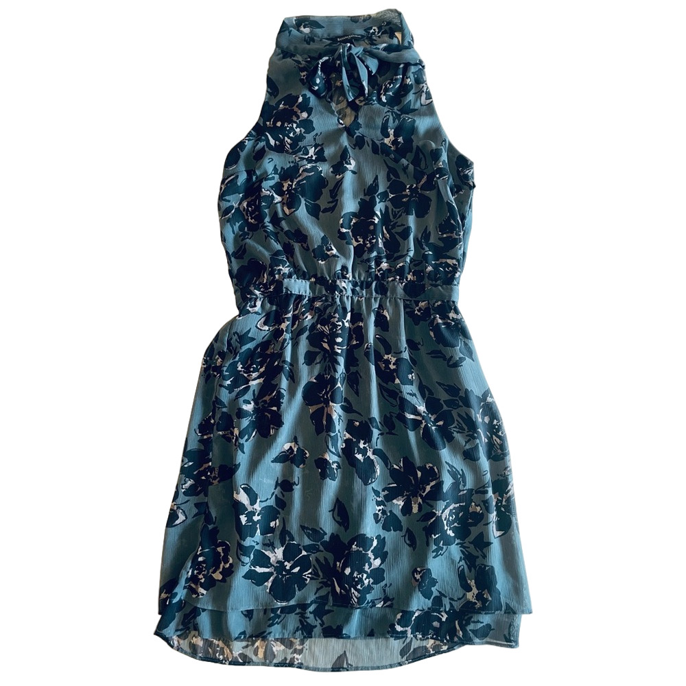 Banana Republic Blue Halter Flower Print Mini Cocktail Dress